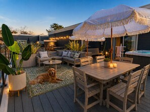 Outdoor dining - Private Hot Tub The Perch 14 |2BR + Downtown Walks + Patio (Traverse City)