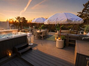 Outdoor dining - Private Hot Tub The Perch 14 |2BR + Downtown Walks + Patio (Traverse City)