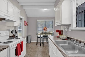 Fridge, microwave, stovetop