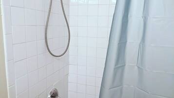 Hair dryer, towels, toilet paper