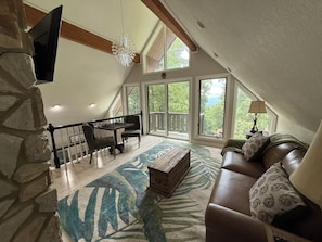 Smart TV, fireplace, table tennis, books