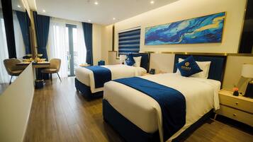 Senior Twin Room, Balcony, City View | Premium bedding, minibar, in-room safe, blackout curtains