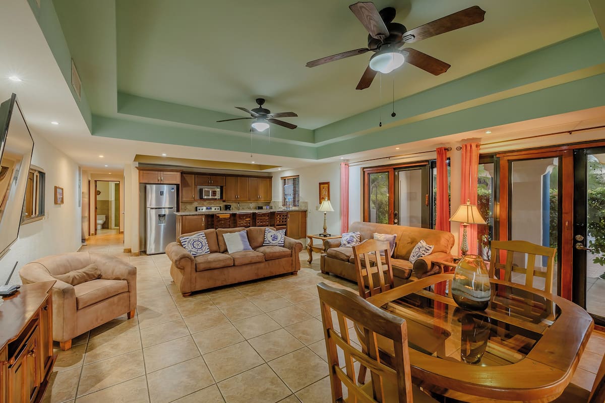 Family Condo, 2 Bedrooms, Patio, Ocean View | Living room | 40-inch Smart TV with cable channels