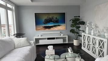 Smart TV, video library, stereo