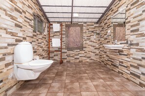 Dusche, kostenlose Toilettenartikel, Haartrockner, Handtücher