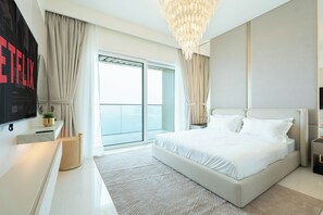 Departamento Deluxe, vista al mar | Ropa de cama de alta calidad y camas con efecto memoria