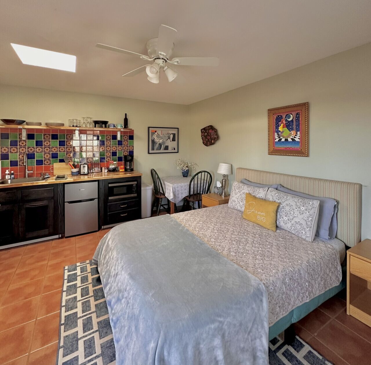 1 bedroom, desk, iron/ironing board, travel crib