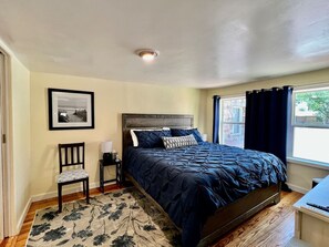 1 bedroom, desk, iron/ironing board, travel cot