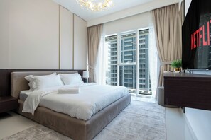 Lägenhet Deluxe - balkong - havsutsikt | Sängtillbehör av högsta kvalitet och memory foam-madrasser