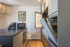 Microwave, oven, stovetop, dishwasher