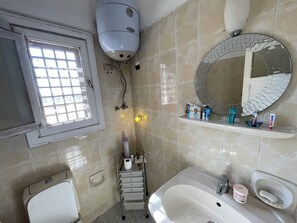 Shower, hair dryer, bidet, soap