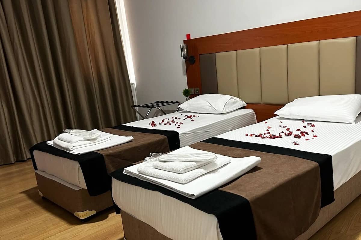 Habitación básica con 2 camas individuales | Escritorio, espacio para trabajar con laptop y wifi gratis