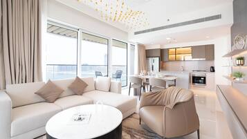 Deluxe Apartment, Balcony, Sea View | Living area | Smart TV, Netflix, streaming services