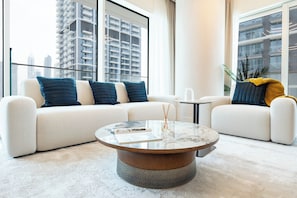 Deluxe Apartment, Balcony, Sea View | Living area | 125-cm flat-screen TV with digital channels, Netflix, streaming services