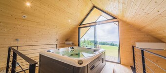 Contemporary house with breathtaking views and spa. Up in paradise