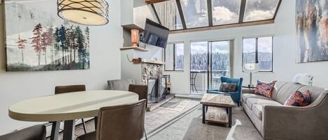 TV, fireplace, offices