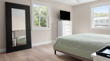 5 habitaciones, tabla de planchar con plancha, wifi y ropa de cama