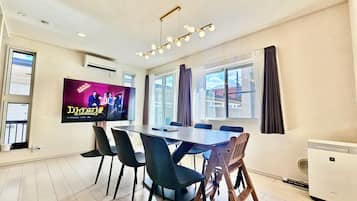 Luxury Villa, Balcony, City View | Living area | 75-inch LED TV with cable channels