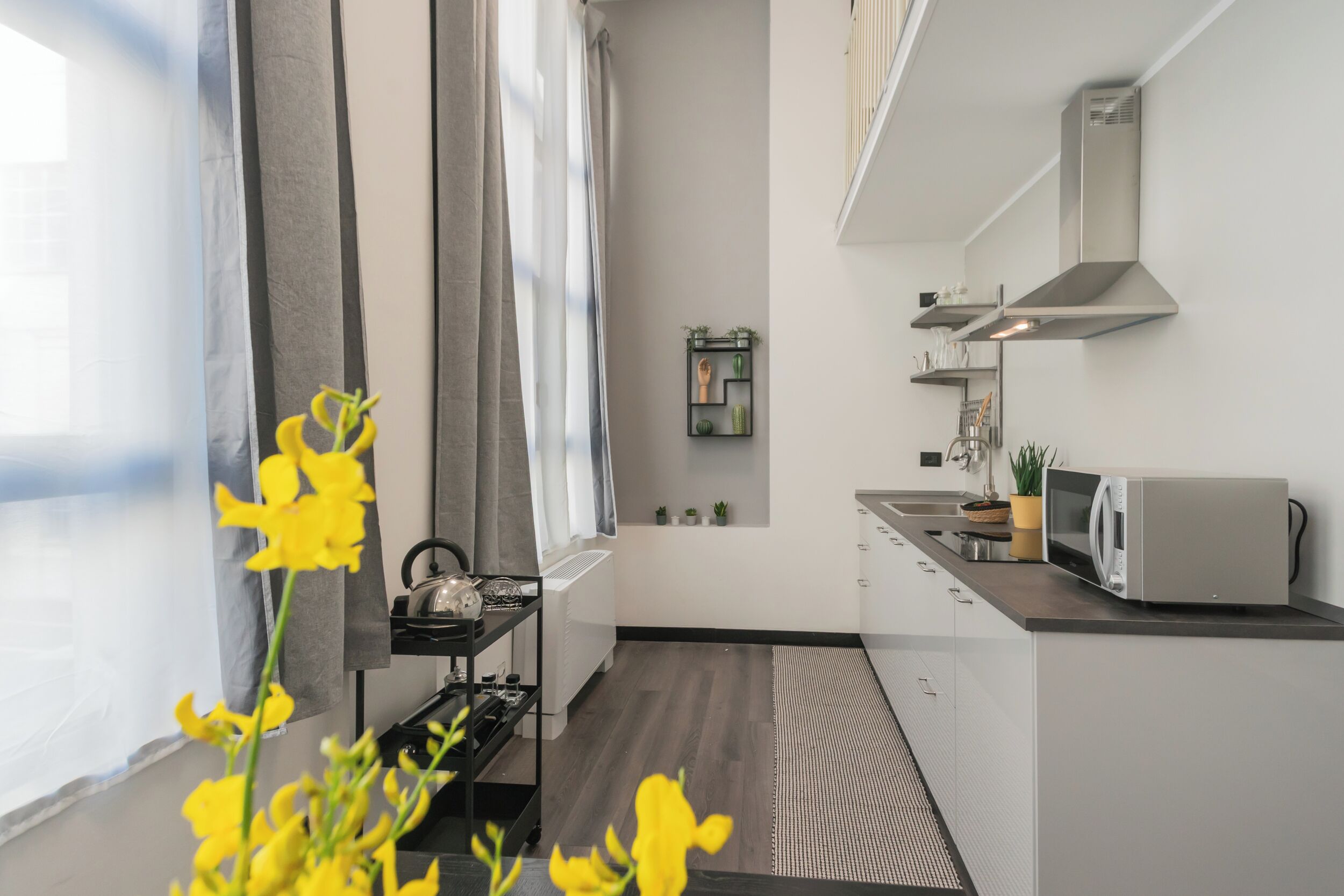 Apartment (1 Bedroom) | Private kitchenette | Microwave, stovetop, electric kettle, toaster