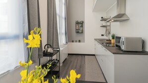 公寓 (1 Bedroom) | 私人简易厨房 | 微波炉、炉灶、电热水壶、烤面包机