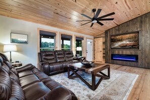 Smart TV, fireplace, video games, table football