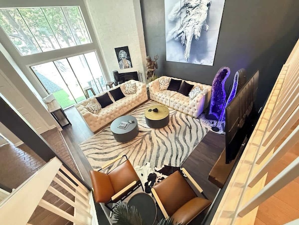 TV, fireplace, video games, offices