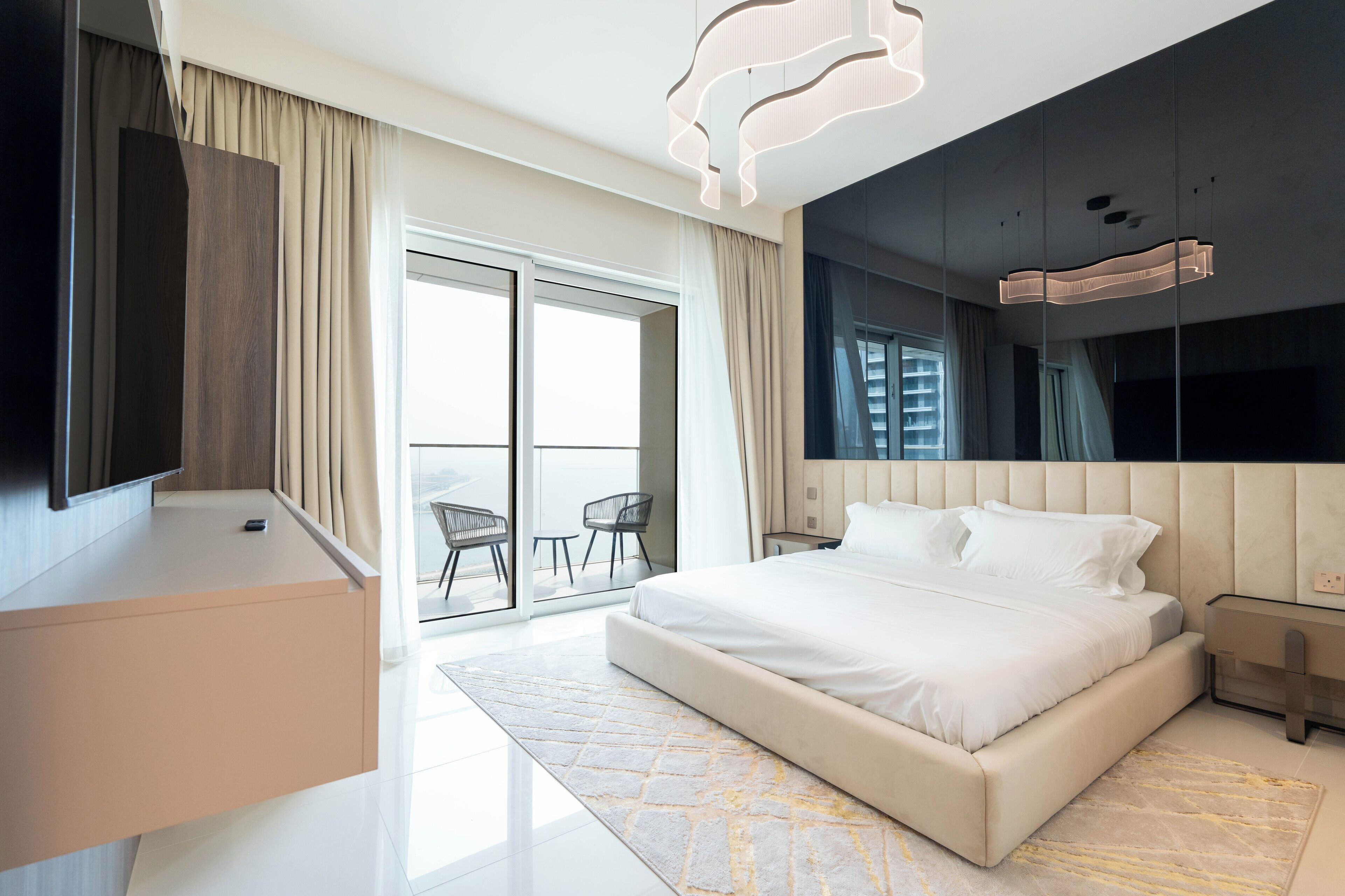 Departamento Deluxe, balcón, vista al mar | Ropa de cama de alta calidad y camas con efecto memoria 