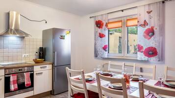 Fridge, oven, stovetop, dishwasher