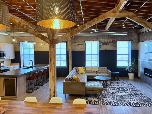 TV, fireplace, video games