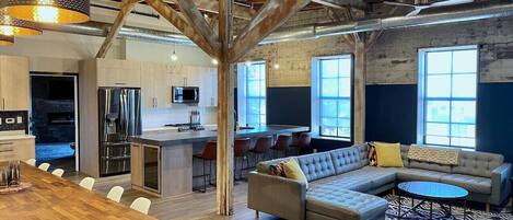 TV, fireplace, video games