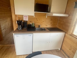 Hvammstangi Rhino Rock Cottage 1 | Private kitchenette | Mini-fridge, microwave, stovetop, electric kettle