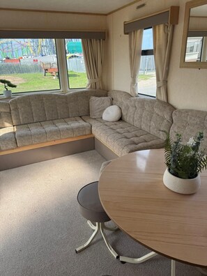 TV, fireplace - Family Caravan short walk to Fantasy Island, Beach and Butlins  (Ingoldmells)