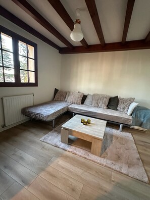 Smart TV, fireplace, video games, foosball