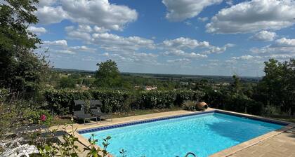 Vast property, panoramic view and private pool.