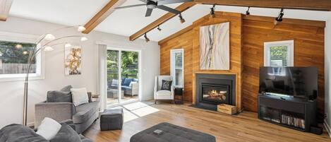 Smart-TV, peis, DVD-spiller og musikkbibliotek