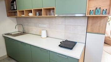 Een kookplaat, een vaatwasser