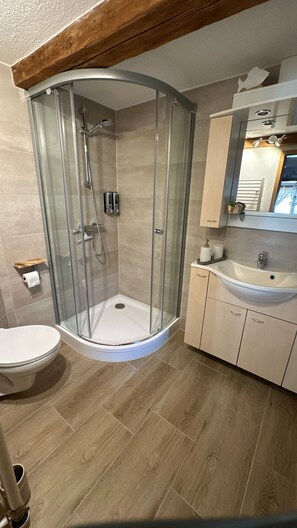 Shower, hair dryer, towels, soap - Harz-Bleibe Wernigerode, very centrally located. (Wernigerode)