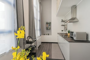 Fridge, microwave, stovetop, dishwasher