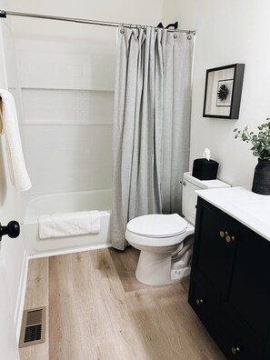 Hair dryer, towels, soap, shampoo - Charming Retreat in Raleigh, 2 bedrooms (Raleigh)