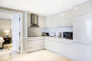 Full-sized fridge, microwave, oven, dishwasher
