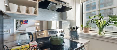 Microwave, oven, stovetop, dishwasher