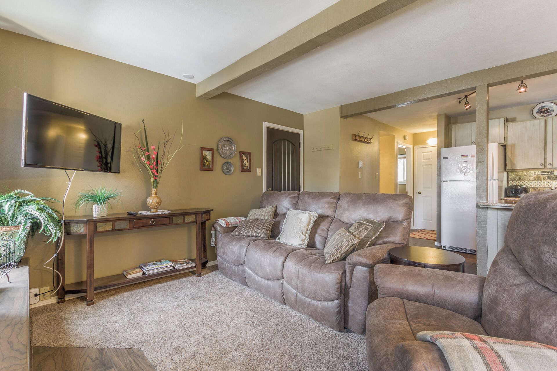 TV, fireplace