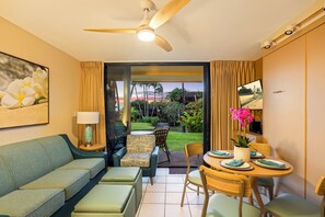 Condo, 1 Bedroom, Lanai, Partial Ocean View | Living area | 36-inch LCD TV with cable channels - Kuleana Club - 307 (Lahaina)
