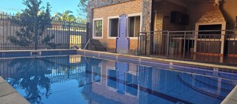 Breakfast, swimming pool, pool table, foosball.