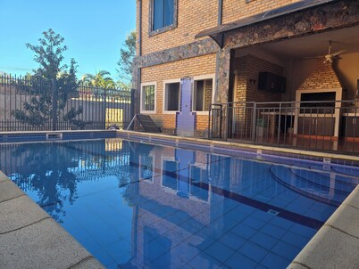 Breakfast, swimming pool, pool table, foosball.