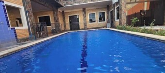 Breakfast, swimming pool, pool table, foosball.