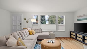 Smart TV, fireplace, computer monitors