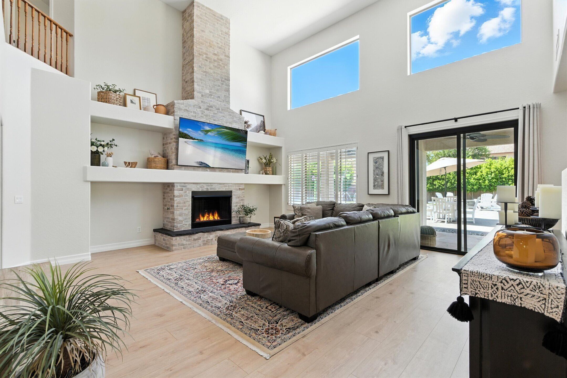 Smart TV, fireplace, video games, books