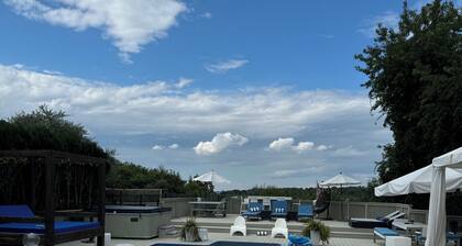 Private resort/home in Southampton with private beach pool volleyball.
