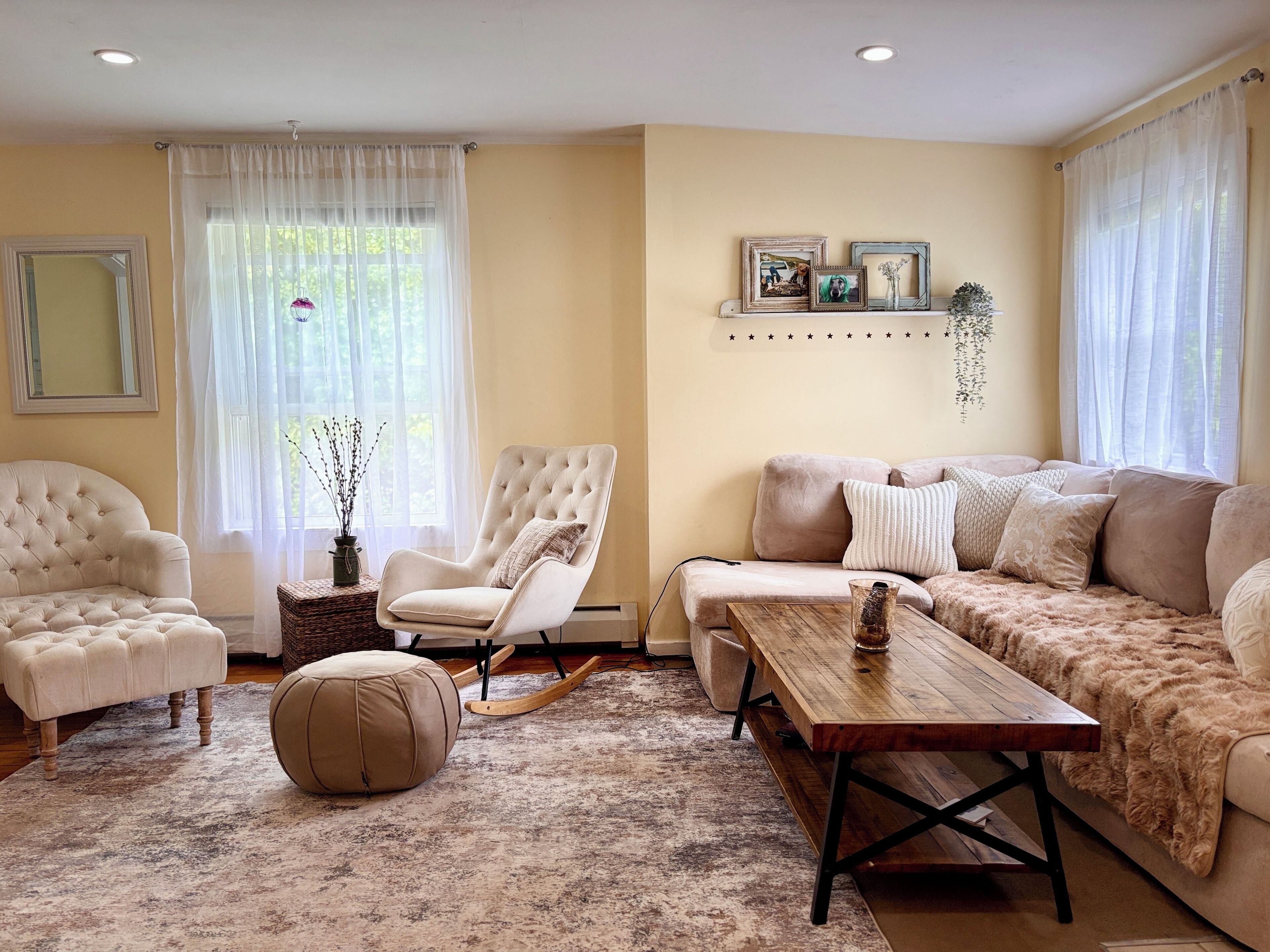 Smart TV, chimenea, libros